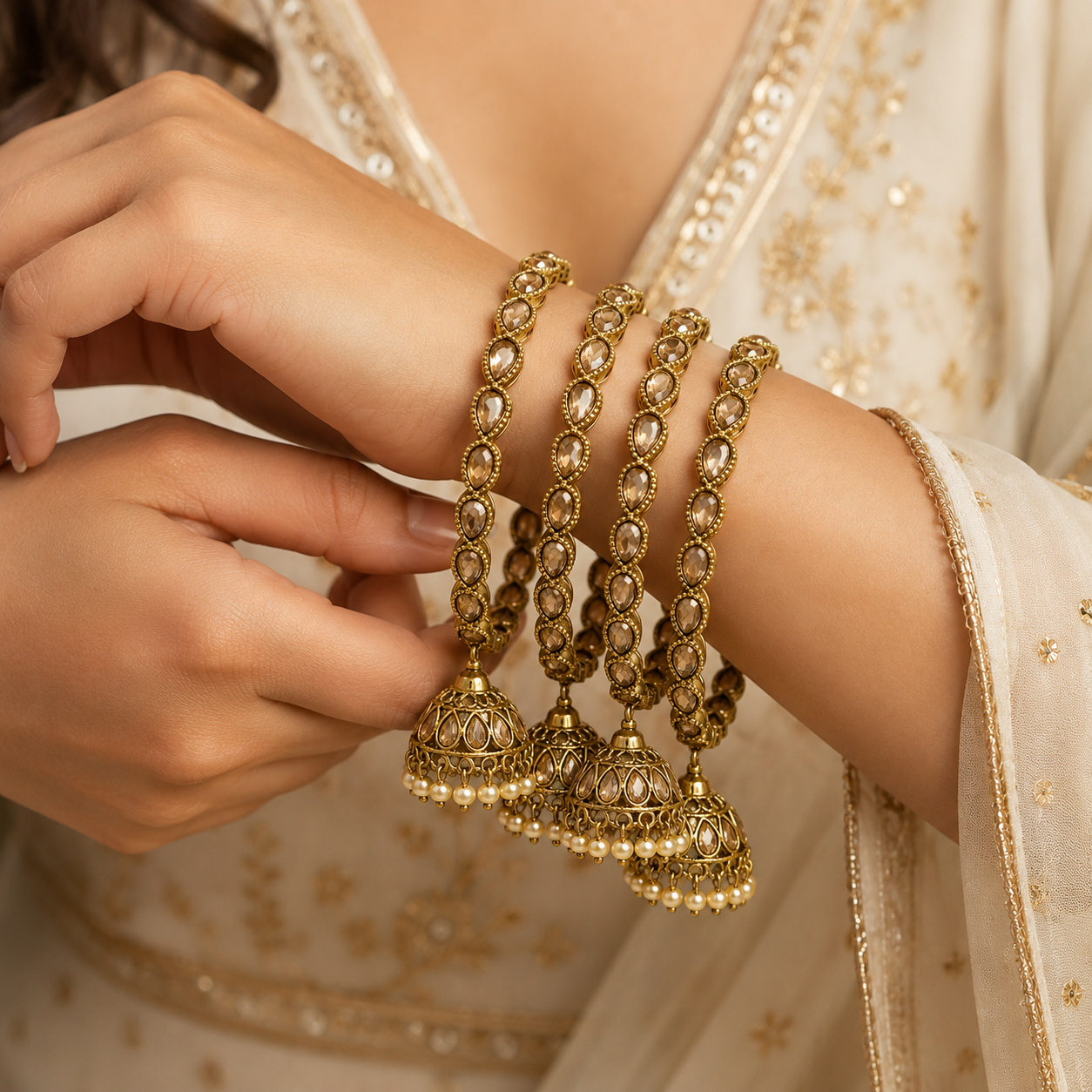 Antique Amber Jhumki Bangles  (52064)