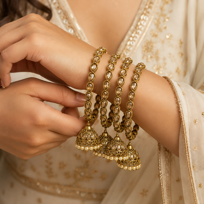 Antique Amber Jhumki Bangles  (52064)