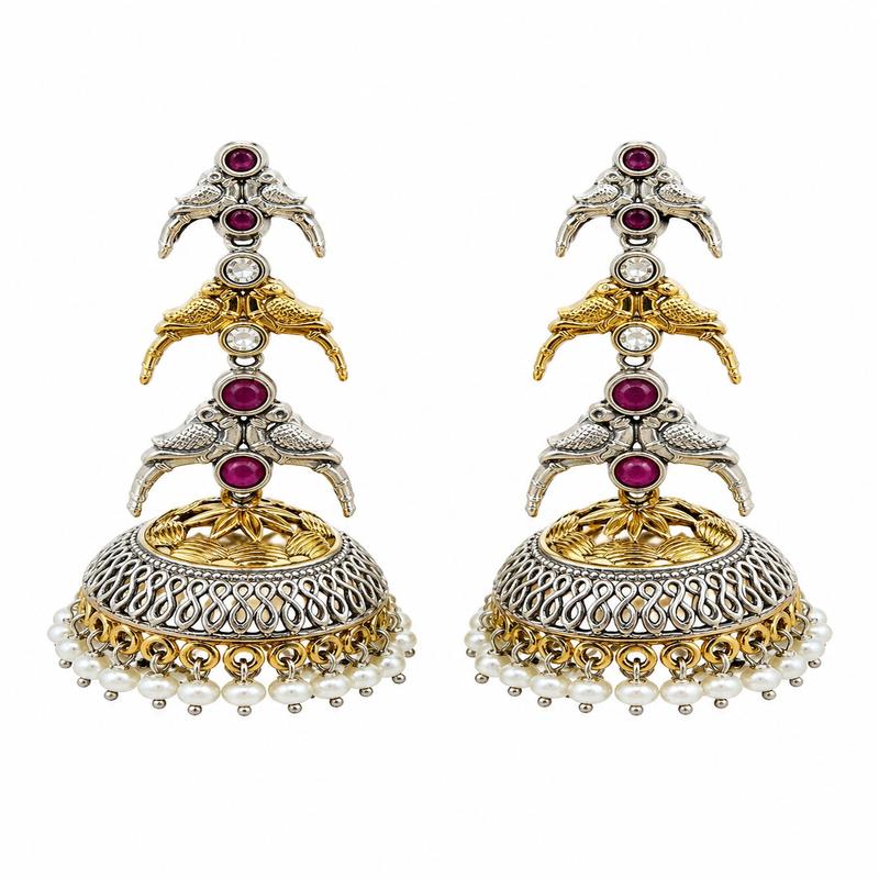 Royal Ruby Meenakari Jhumkas (53731)