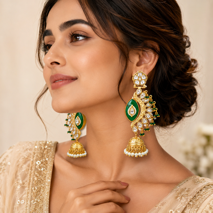 Meher Emerald Kundan Jhumkas (55637)