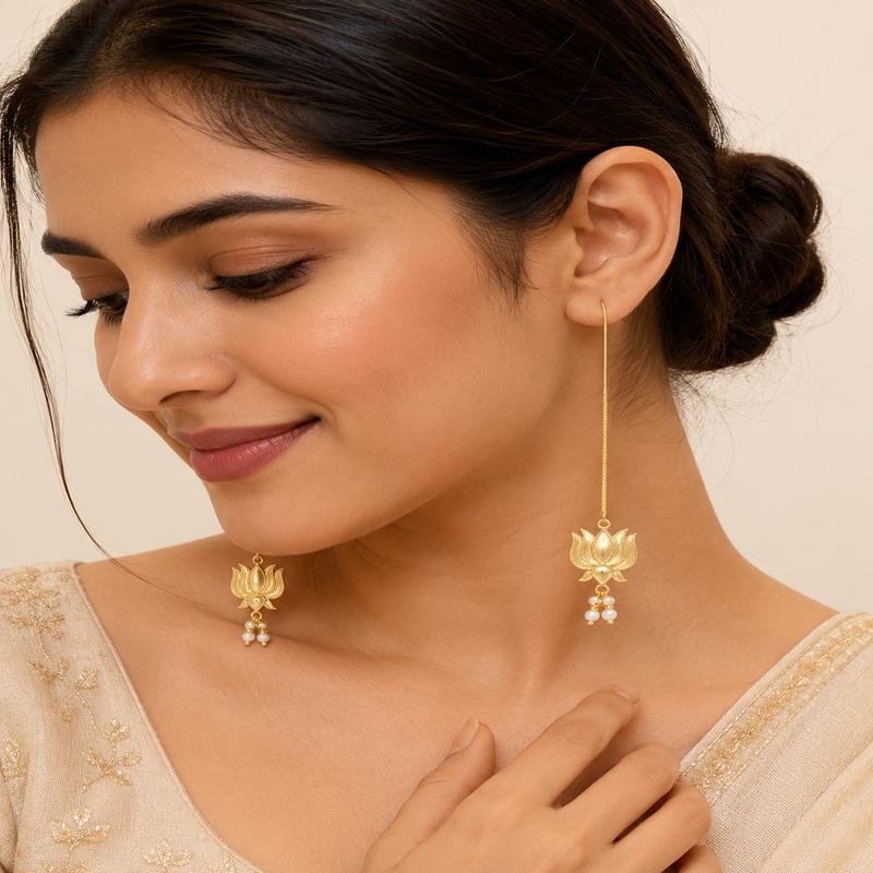 Lotus Whisper Threader Earrings (53435)