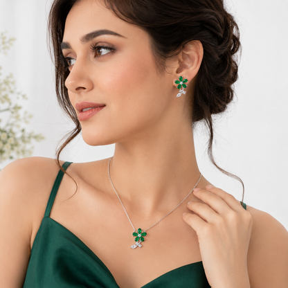 Emerald Flora Pendant Set (56502)