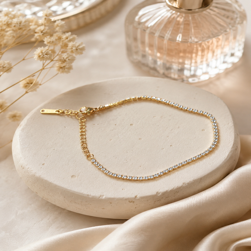 Gold-Tone Crystal Tennis Bracelet for Women (58537)