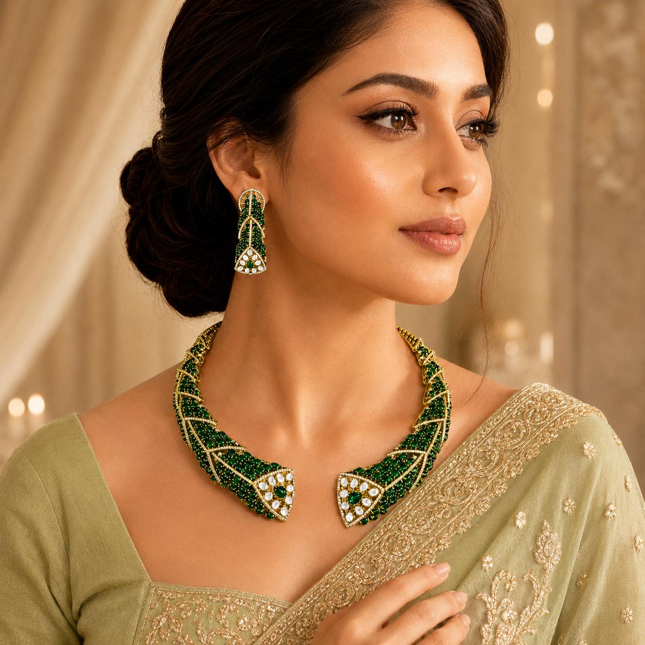 Emerald Dynasty Statement Necklace Set