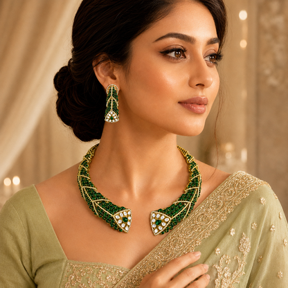 Emerald Dynasty Statement Necklace Set