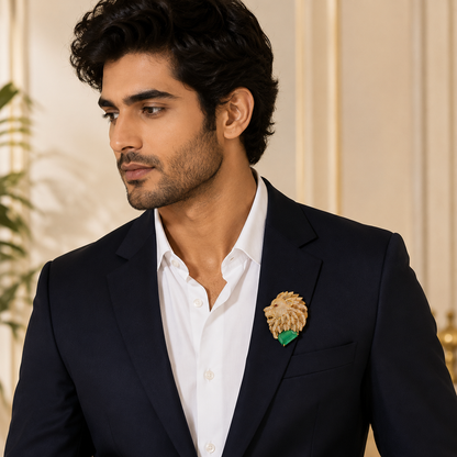 Royal Emerald Lion Brooch (54613)