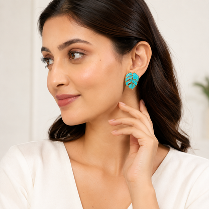 Aqua Leaf Whisper Studs (52341)
