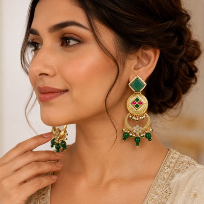 Rajwada Emerald Earrings (53651)