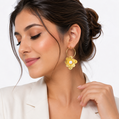 Flora Pearl Hoop Earrings (52344)