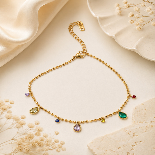 Golden Multi Gem Bracelet (56709)