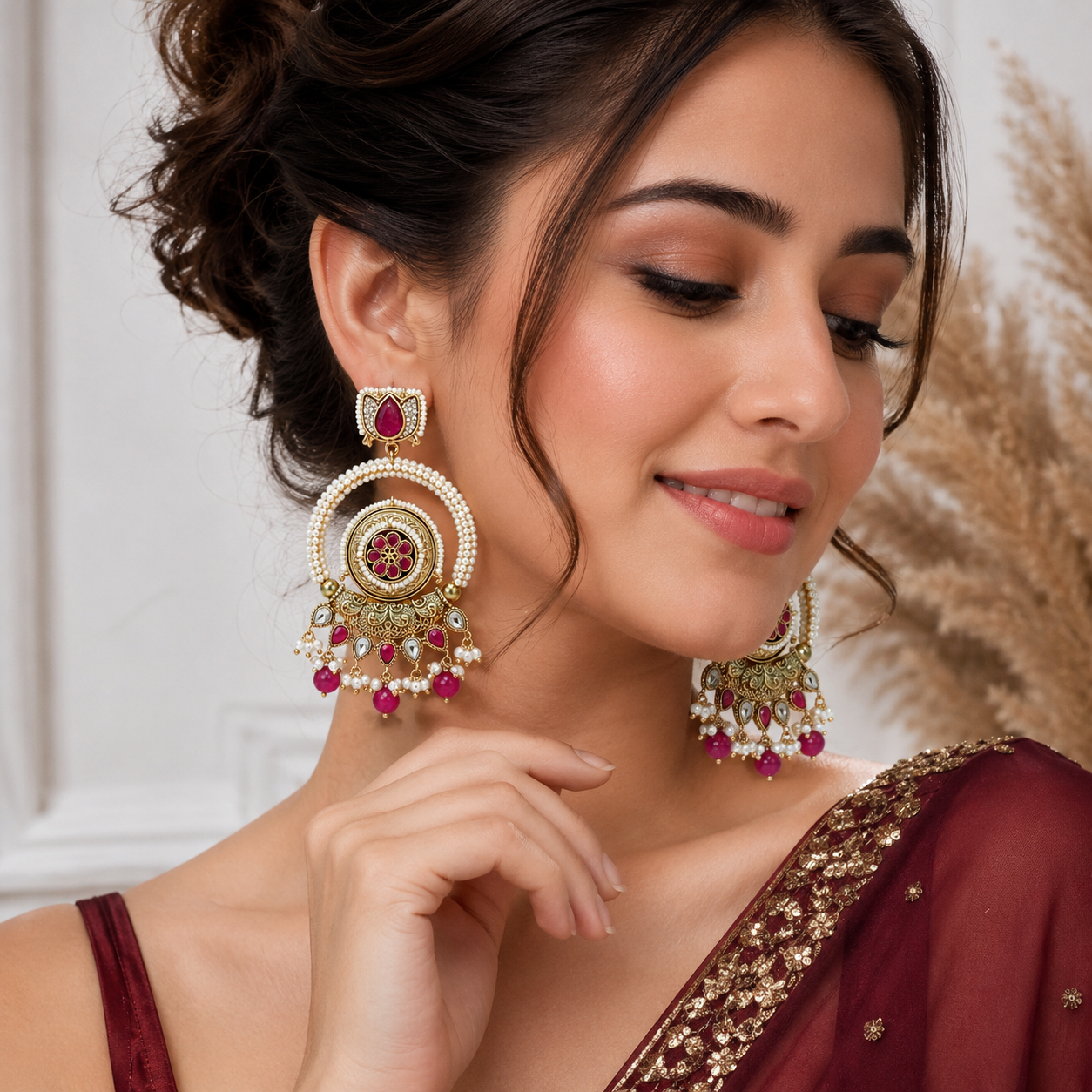 Ruby Noor Chandbali Earrings (53639)