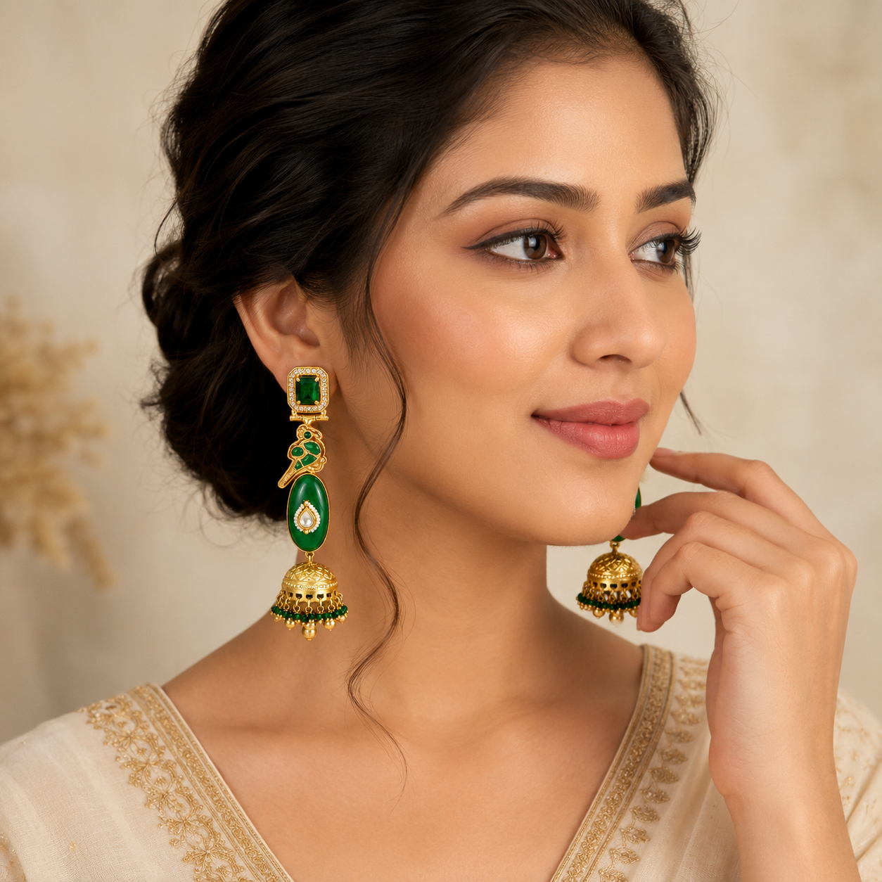 Emerald Mayuri Jhumkas (55630)