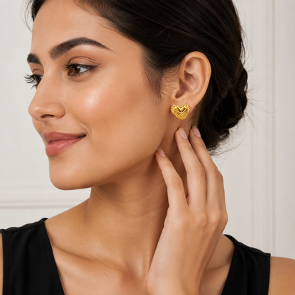 The Golden Heart Knot Earrings (52343)