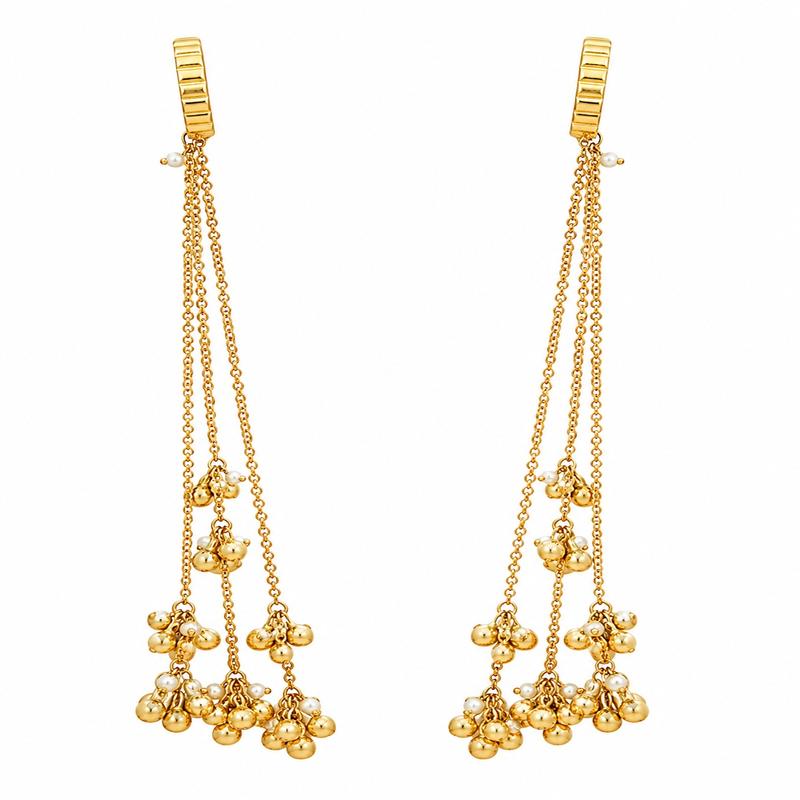 Sunehri Pearl Tassel Earrings (53630)