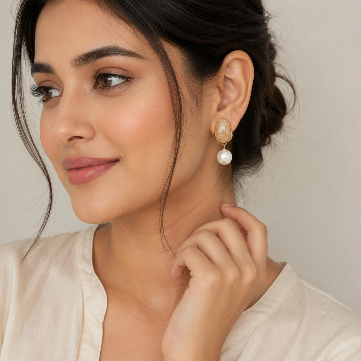 Golden Mist Pearl Earrings (52411)