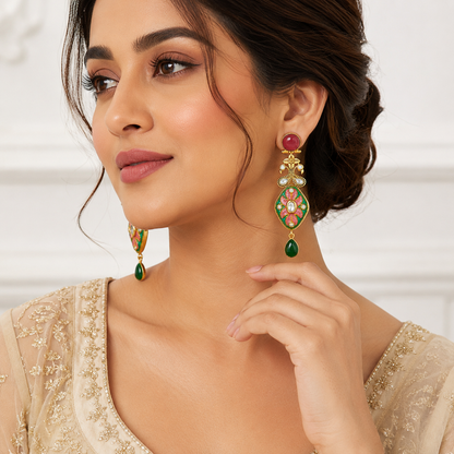 Gulnaar Meenakari Drop Earrings (55643)