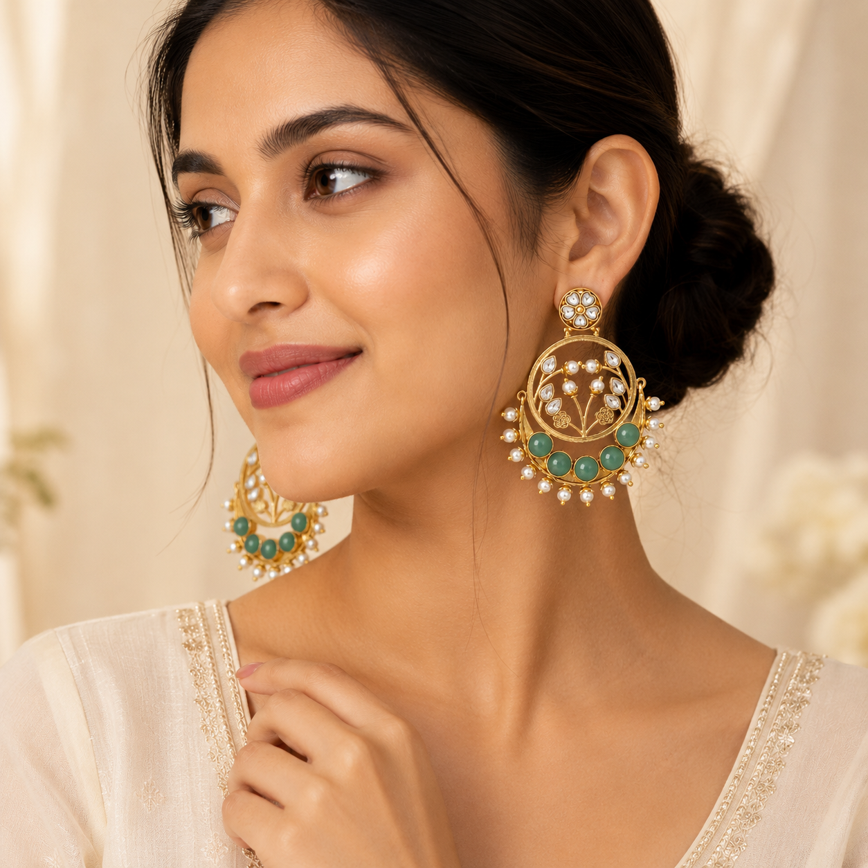 Celestial Mint Bloom Earrings (55632)