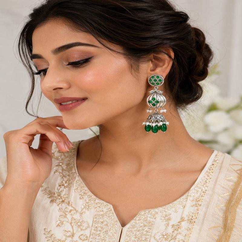 Emerald Petal Heritage Earrings(53781)