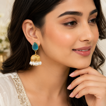 Aqua Noor Pearl Jhumkas (53446)