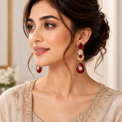 Rajsi Ruby Dewdrop Earrings (55670)