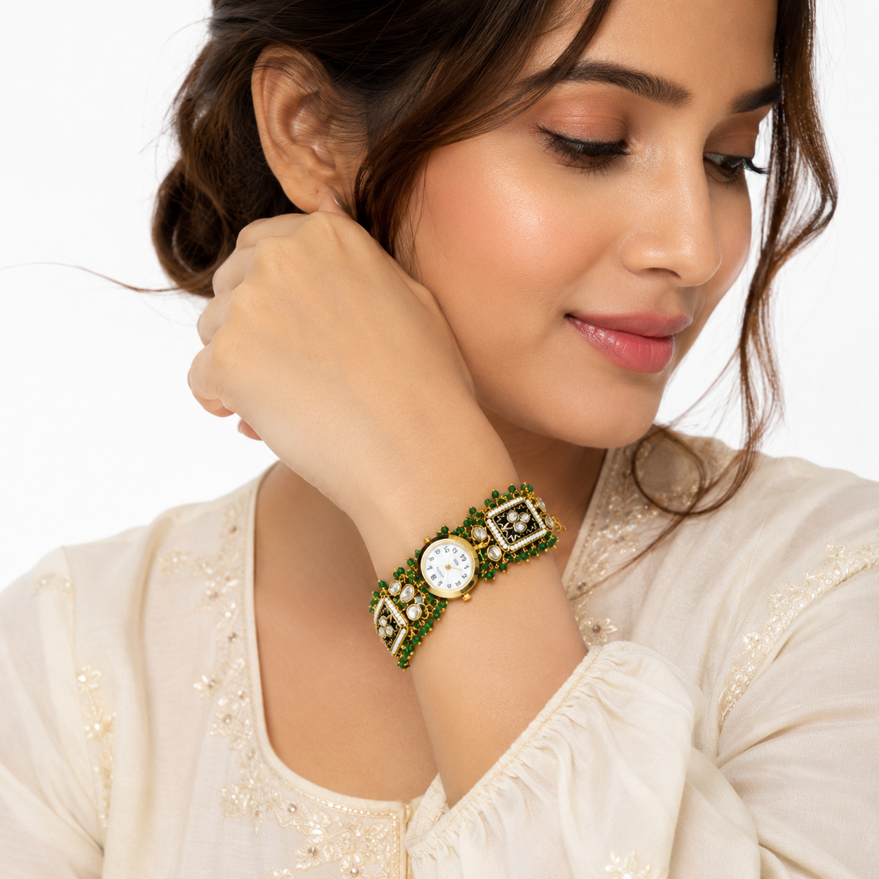 Royal Emerald Kundan Watch (53996)