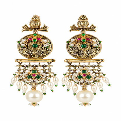 Emerald Lotus Heritage Earrings (53609)