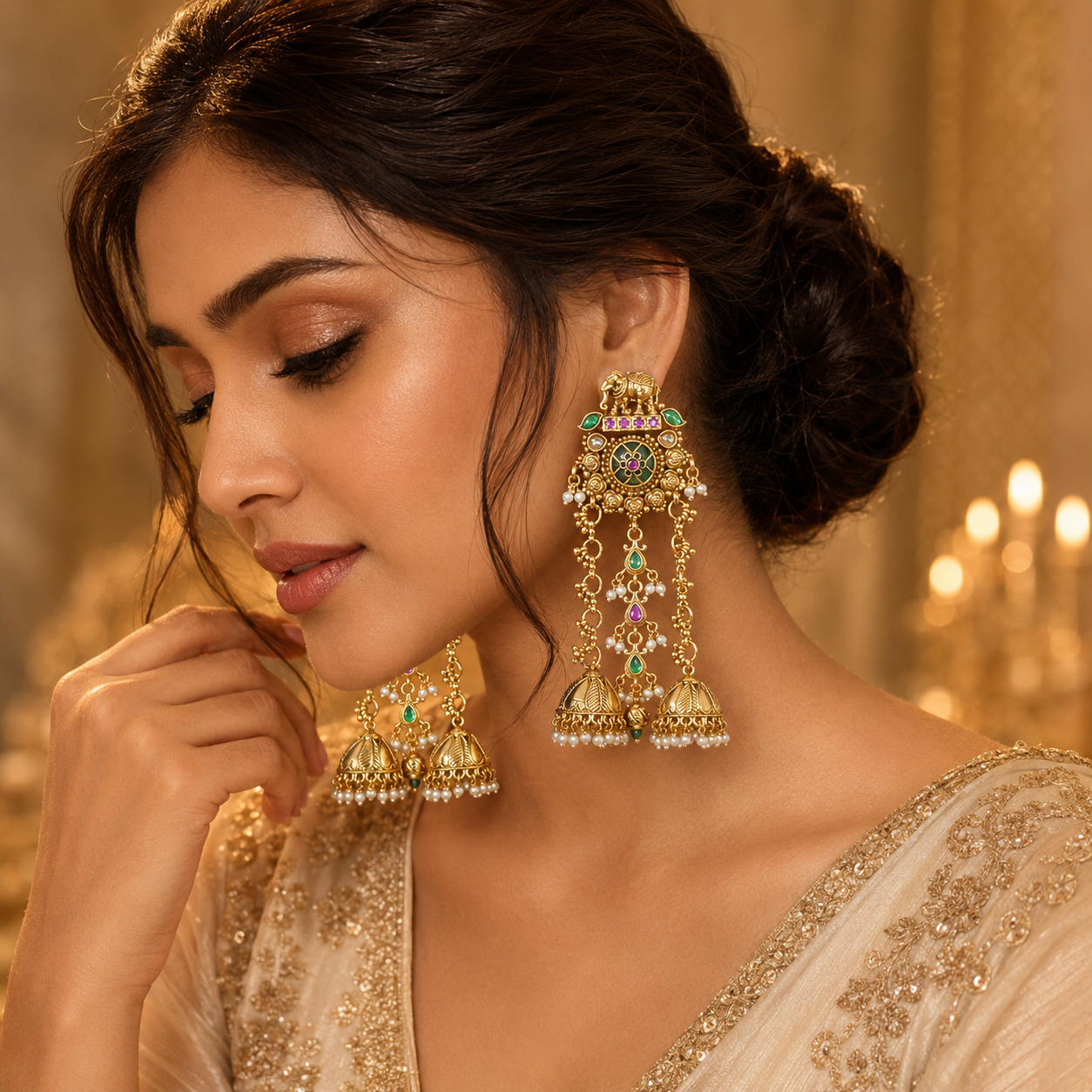 Emerald Maharani Jhumkas