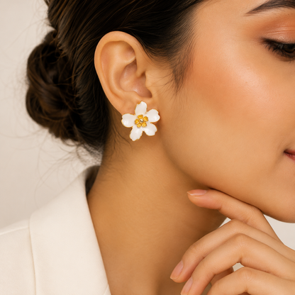 Snow Petal Bloom Earrings (52408)