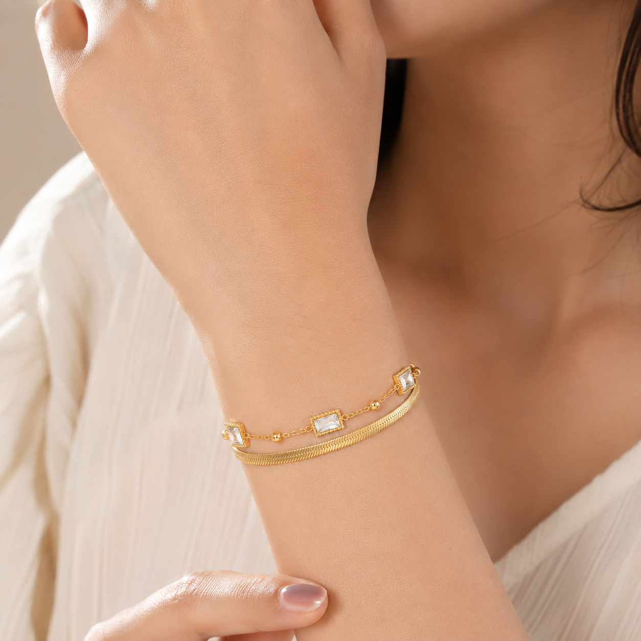 Golden Harmony Square Bracelet (51888)