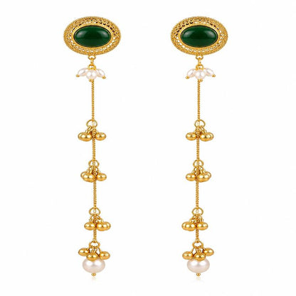 Emerald Ghungroo Cascade Earrings (53464)