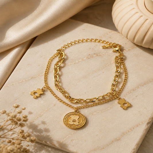 Golden Teddy Charm Bracelet (52191)