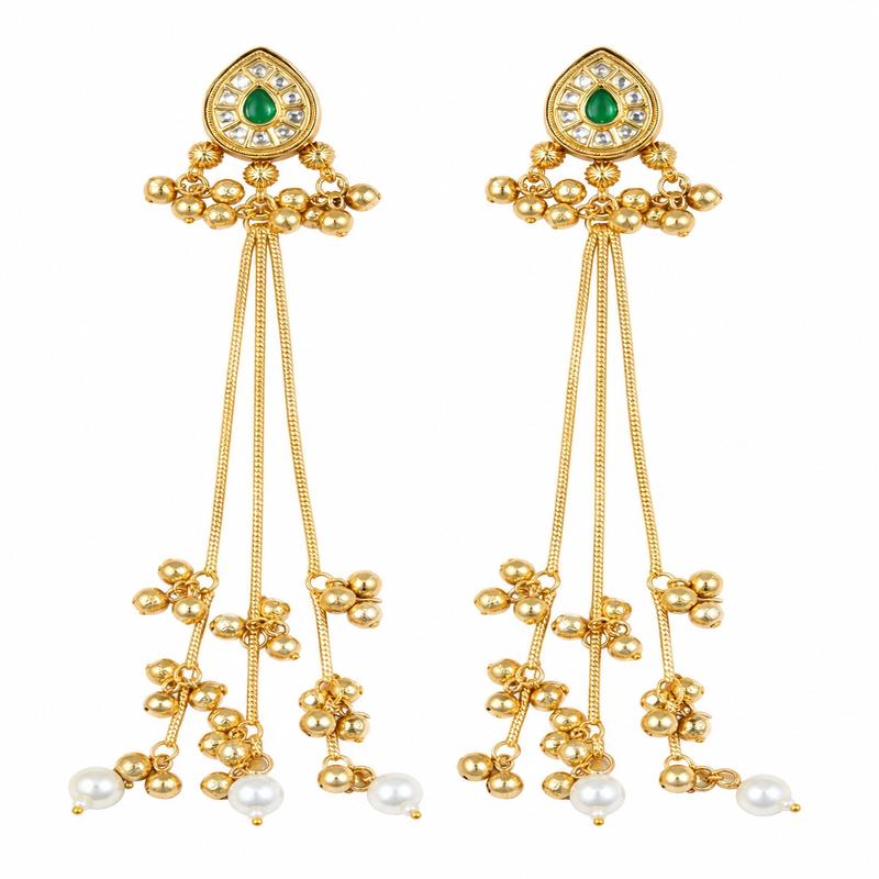 Mayura Emerald Tassel Earrings (53434)