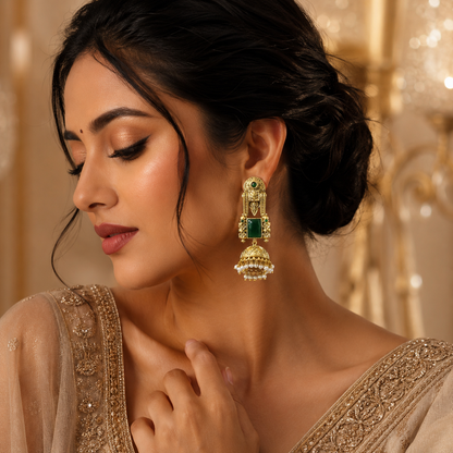 Emerald Noor Jhumkas