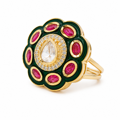 Emerald Petal Cocktail Ring (56124)