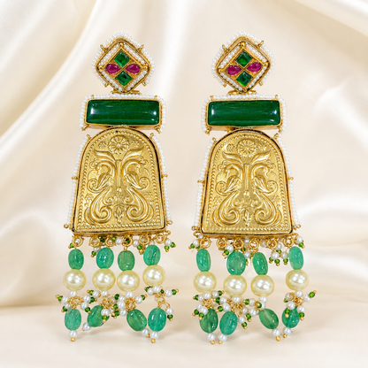 Rajeshwari Emerald Temple Earrings