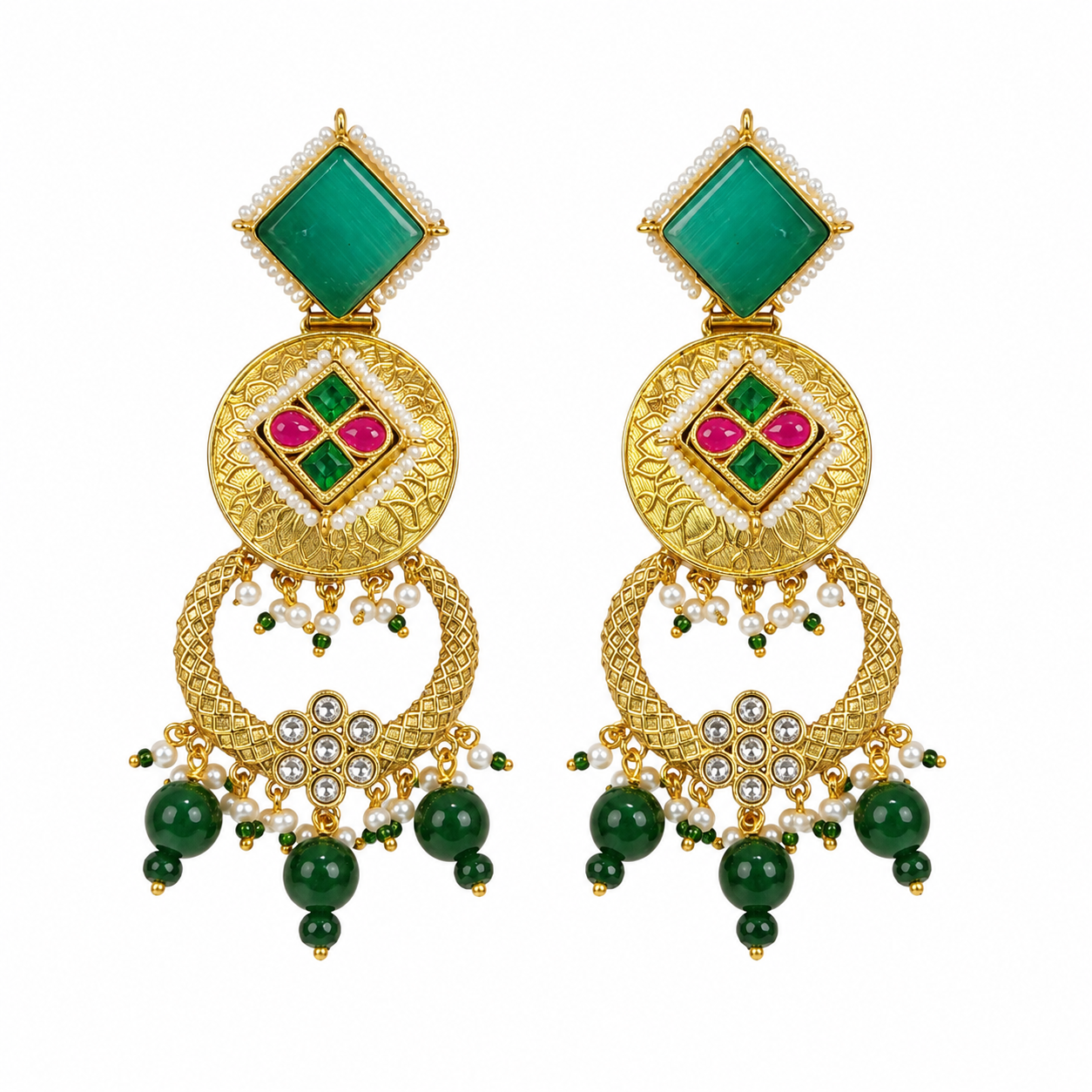 Rajwada Emerald Earrings (53651)