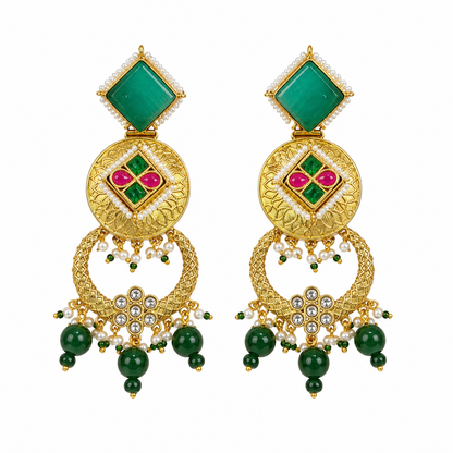 Rajwada Emerald Earrings (53651)