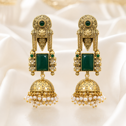 Emerald Noor Jhumkas