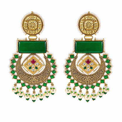 Emerald Chandbali Earrings (53728)