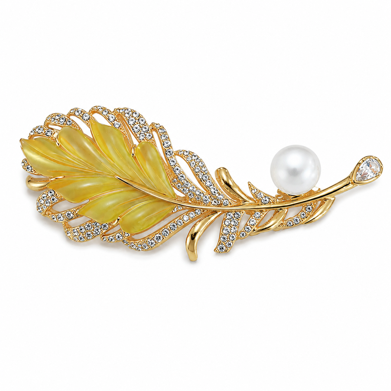Golden Plume Pearl Brooch (52533)