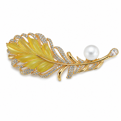 Golden Plume Pearl Brooch (52533)