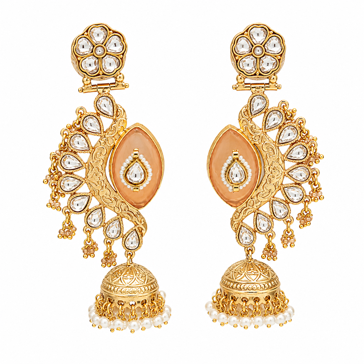 Pearl Petal Kundan Jhumkas (55639)