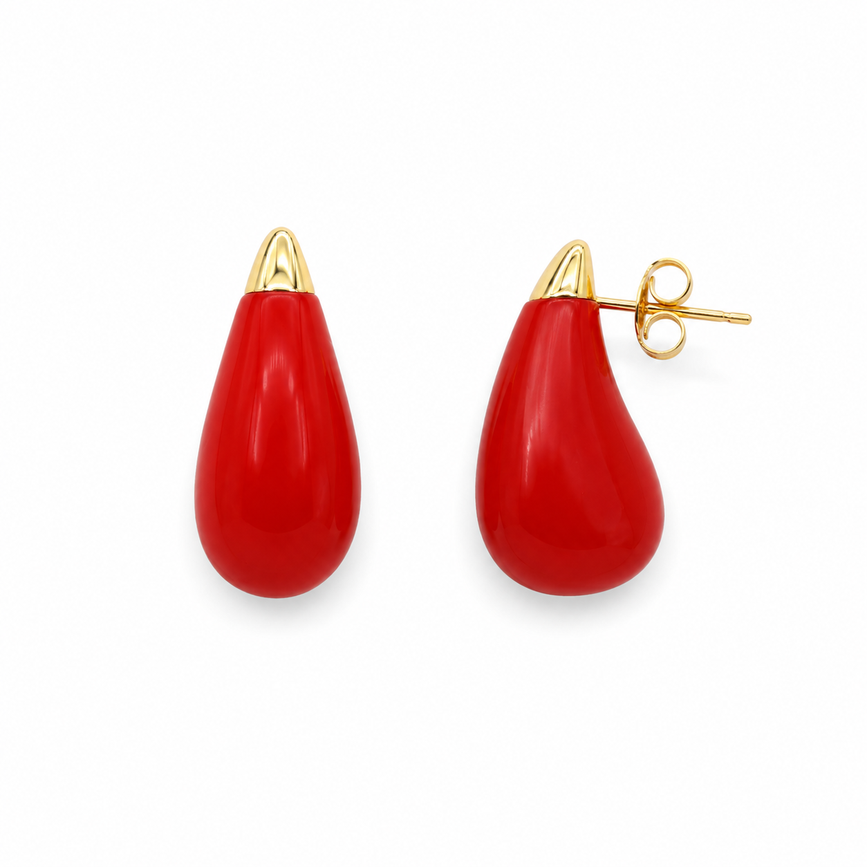Crimson Dewdrop Stud Earrings (52397)