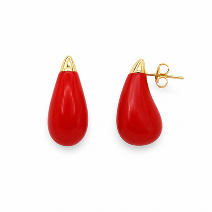 Crimson Dewdrop Stud Earrings (52397)
