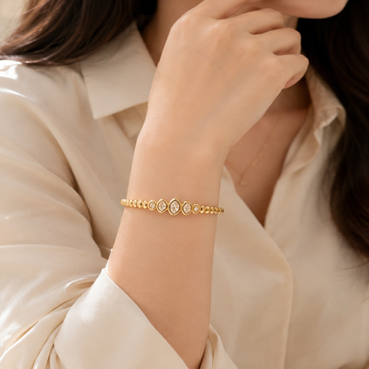 Statement Stone Studded Gold Bracelet for Women (58731)