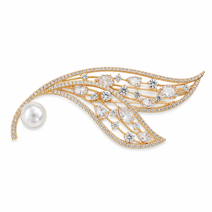 Pearl Whisper Leaf Brooch (52535)