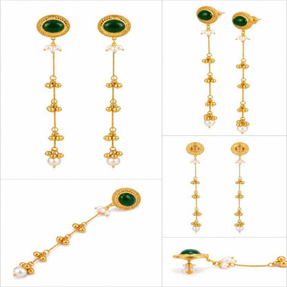 Emerald Ghungroo Cascade Earrings (53464)