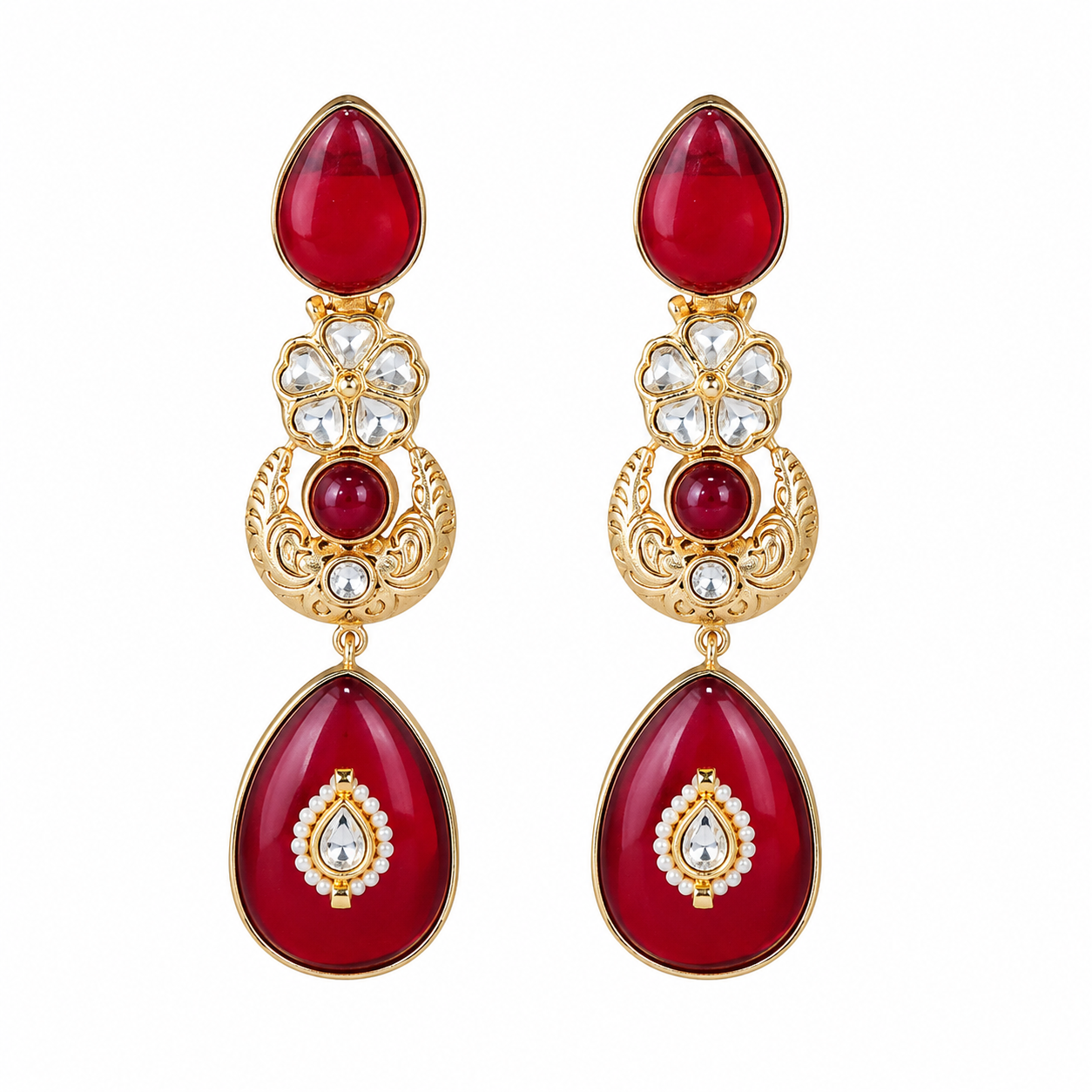 Rajsi Ruby Dewdrop Earrings (55670)