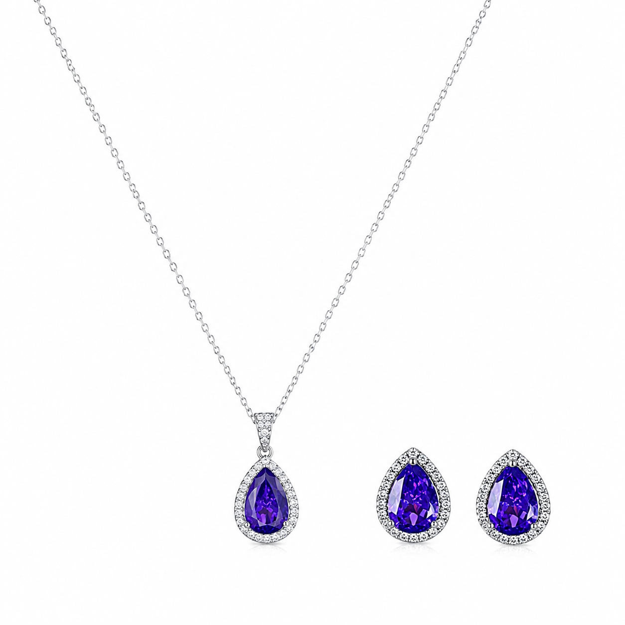 Amethyst Teardrop Pendant Set (56543)