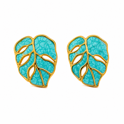 Aqua Leaf Whisper Studs (52341)